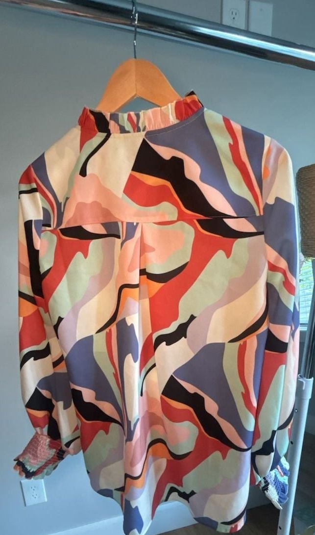 Crosby by Mollie Burch Josephine Blouse in Multicolored Abstract Print 7