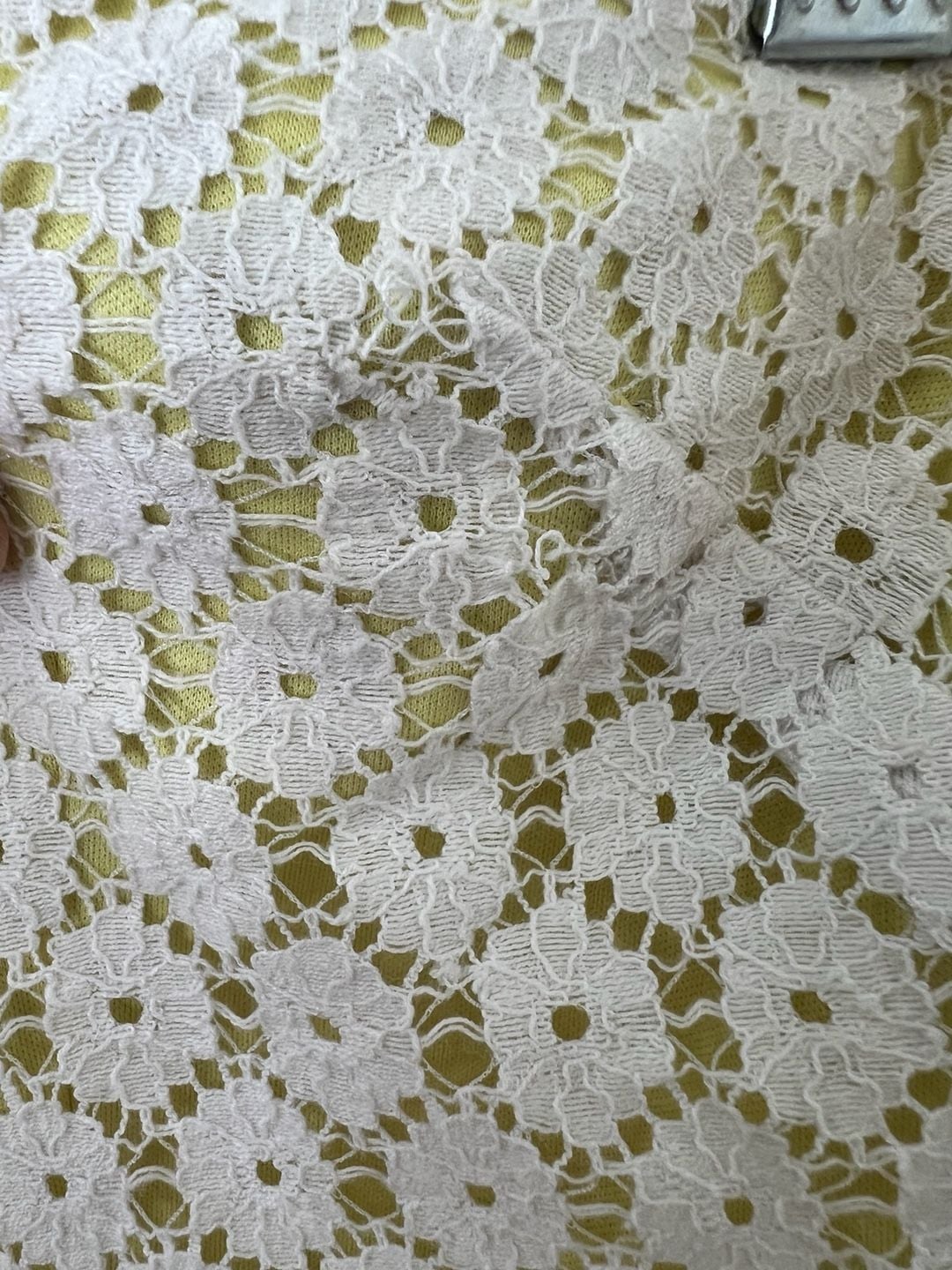 Betsey Johnson Strapless White Eyelet Lace Mini Dress with Yellow Lining Size 12 6