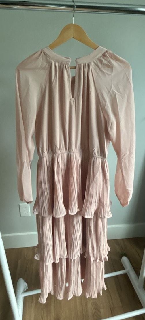 ZESICA Women's Long Sleeve Crew Neck Ruffle Tiered Chiffon Midi Dress 8