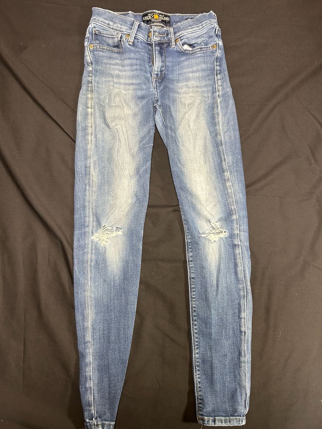 Lucky Brand Brooke Legging Jeans Size 00/24 Distressed Blue Denim 2