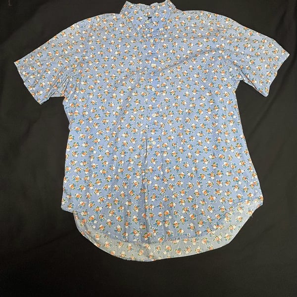 Ralph Lauren Classic Fit Blue Floral Short Sleeve Button Down Shirt