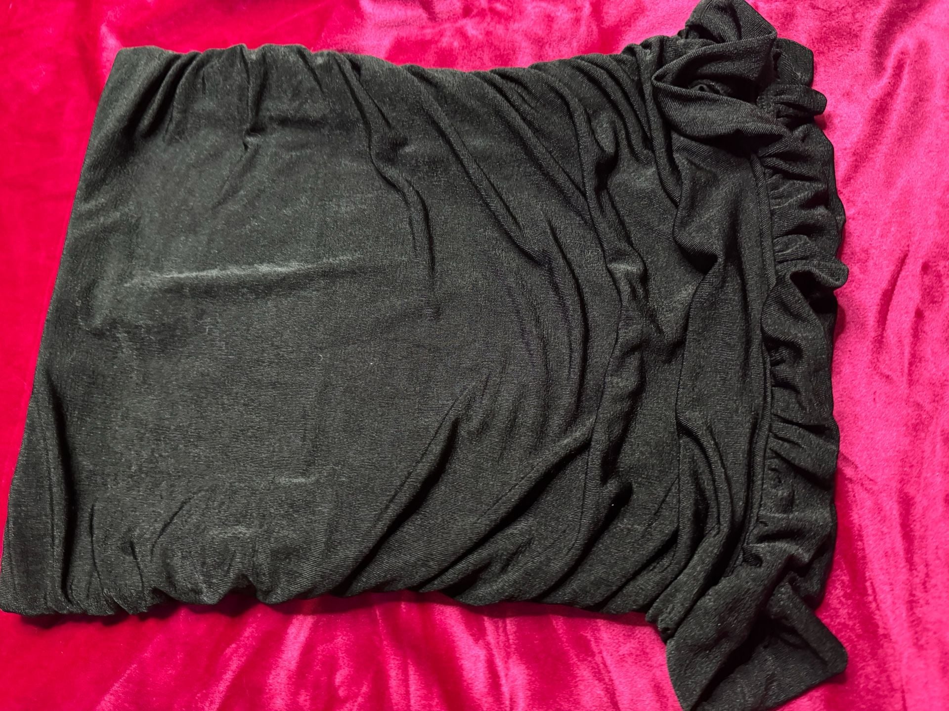Black Ruched Mini Skirt with Ruffle Hem 4