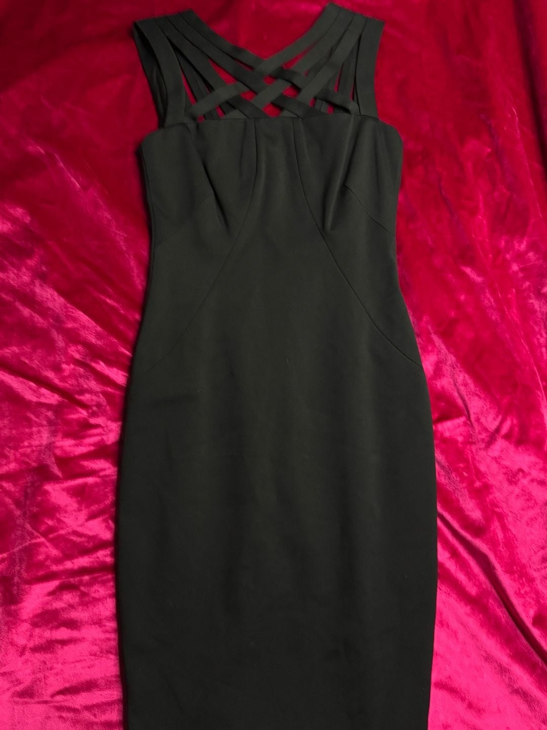 Cache Black Bodycon Cocktail Dress with Criss-Cross Neck Detail 3