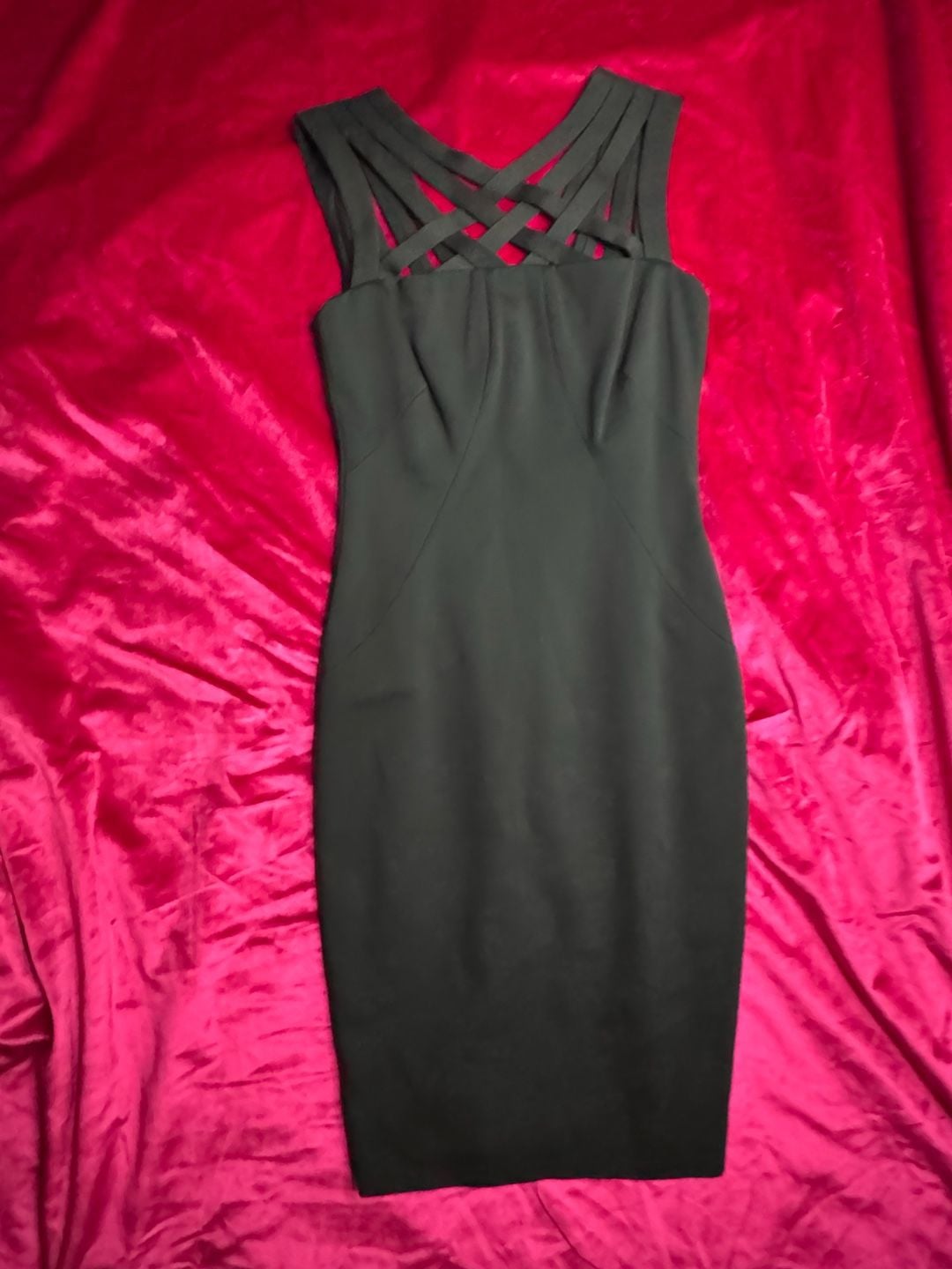 Cache Black Bodycon Cocktail Dress with Criss-Cross Neck Detail 5