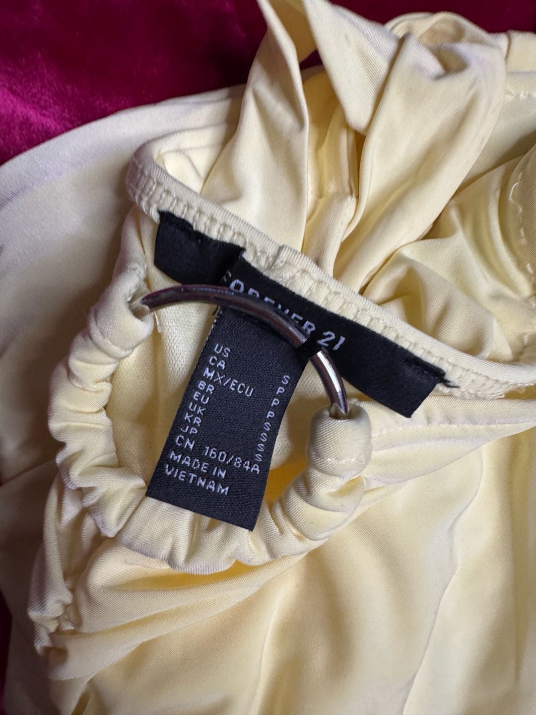 Women's Pastel Yellow Two-Piece Ruched Halter Top and O-Ring Skirt Set 11