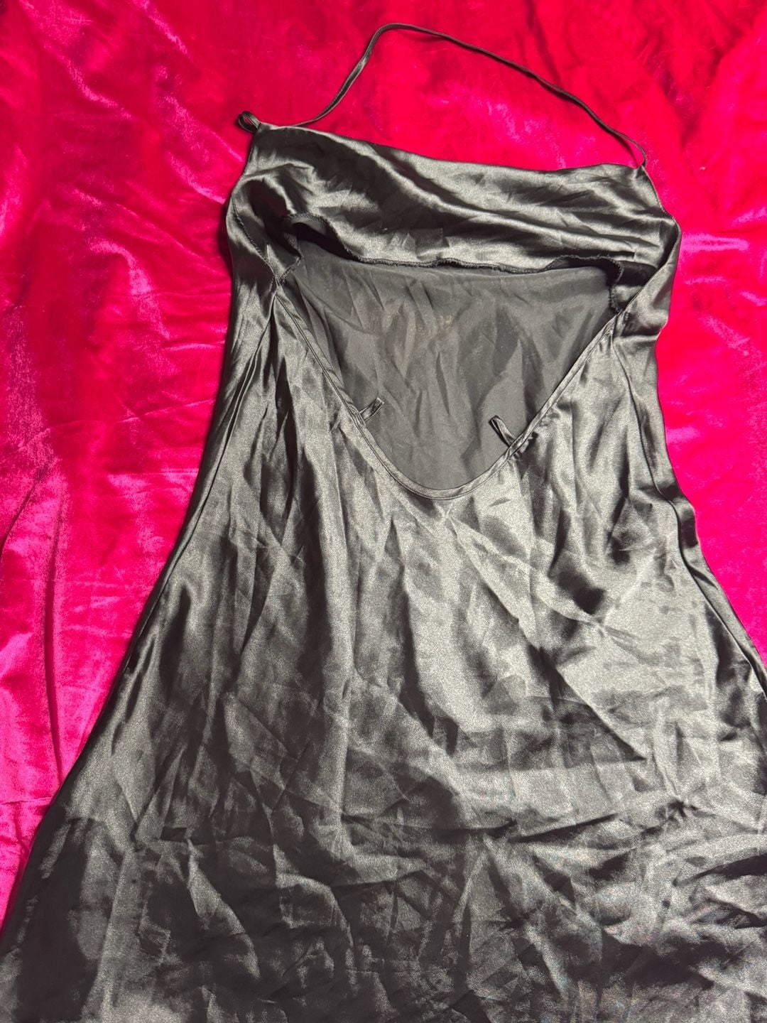 VS Luxe Satin Halter Mini Slip Dress in Pure Black 6