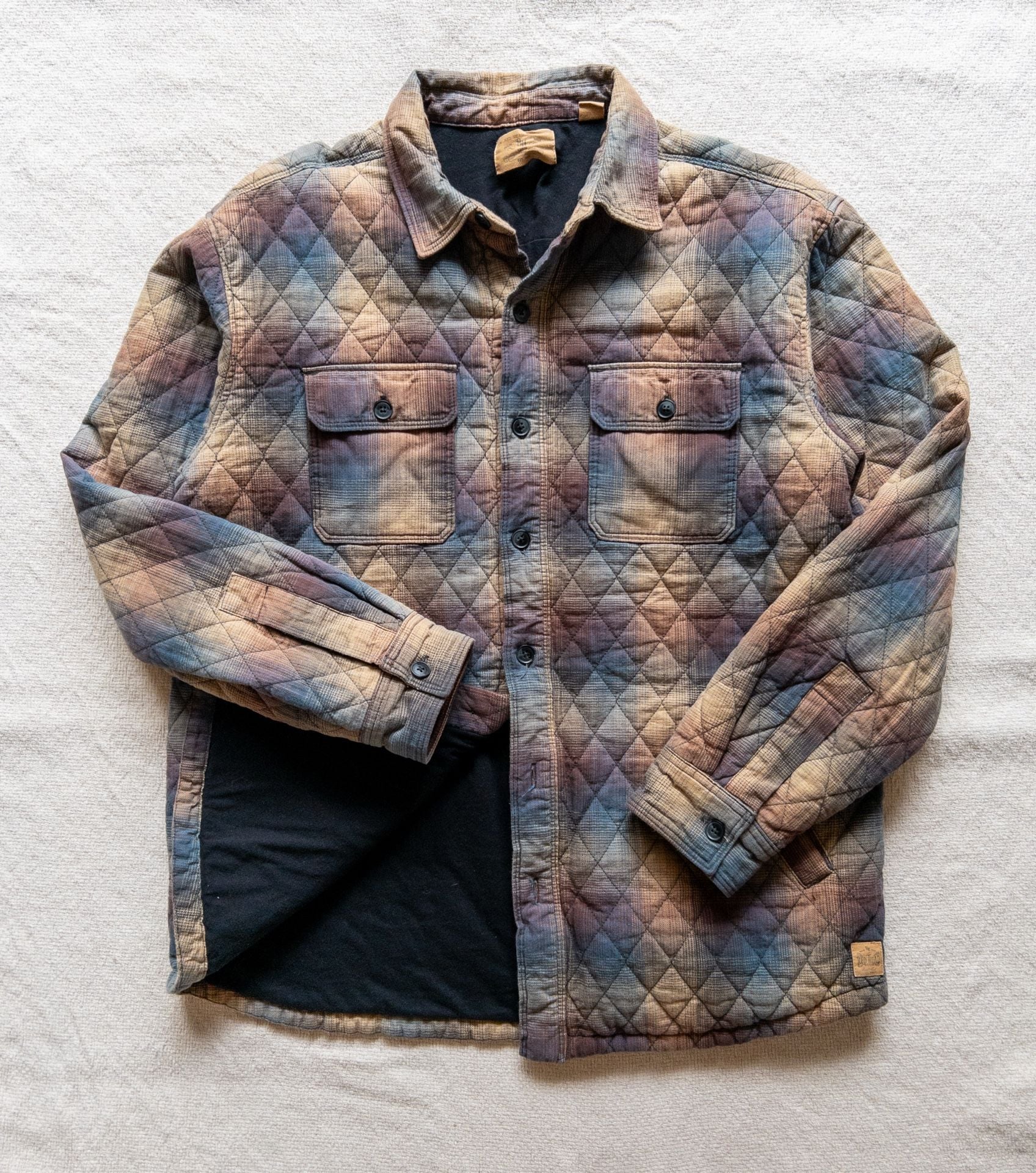 Red Head Quilted Cotton Puffer Flannel Jacket in Plaid Muted Earthtones Granola Cabin Gorpcore Mens Large 2