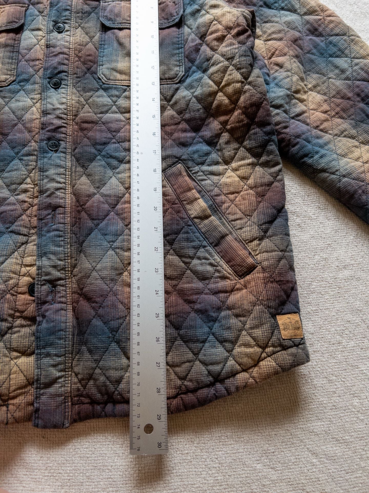 Red Head Quilted Cotton Puffer Flannel Jacket in Plaid Muted Earthtones Granola Cabin Gorpcore Mens Large 12