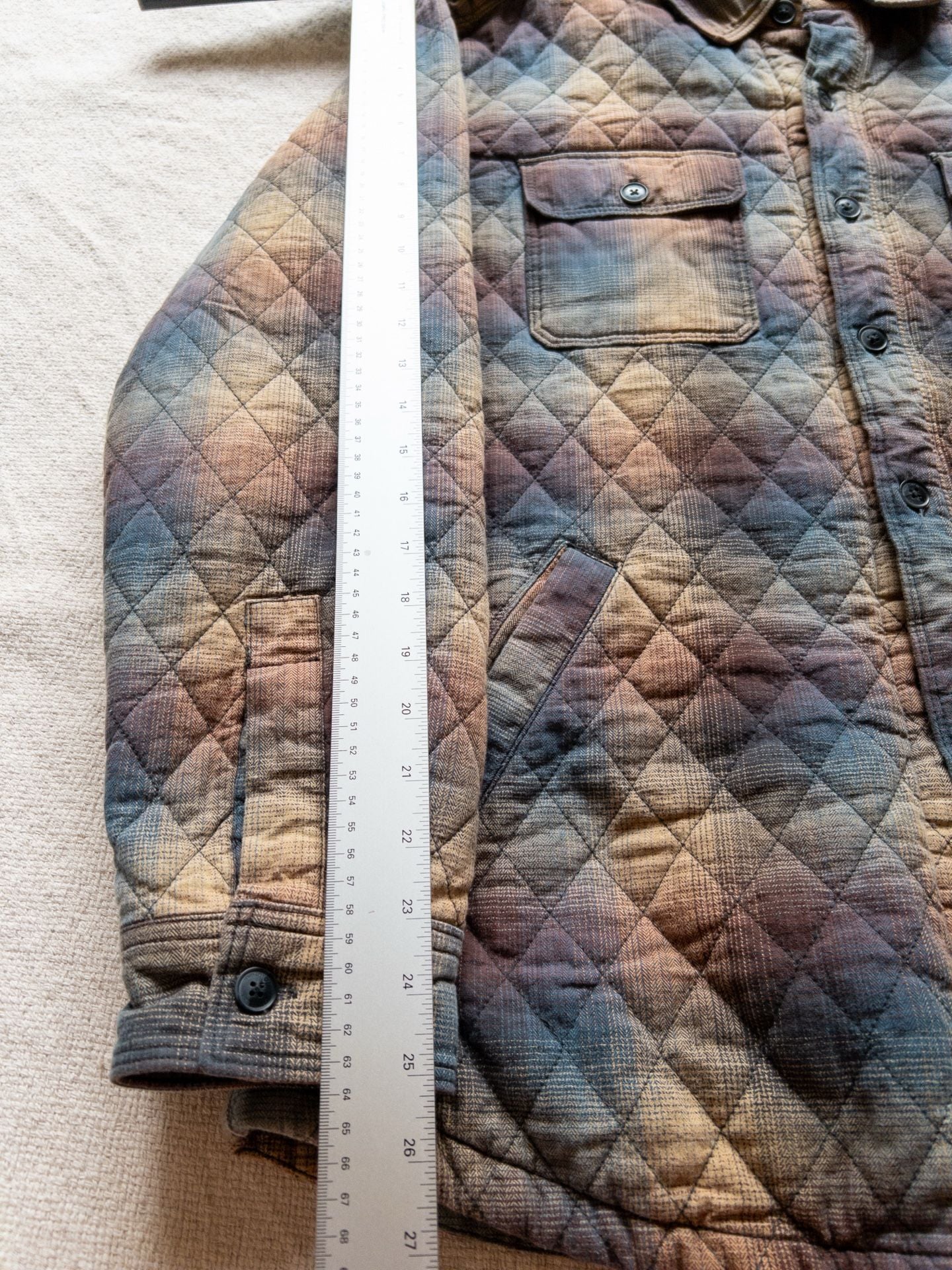 Red Head Quilted Cotton Puffer Flannel Jacket in Plaid Muted Earthtones Granola Cabin Gorpcore Mens Large 14