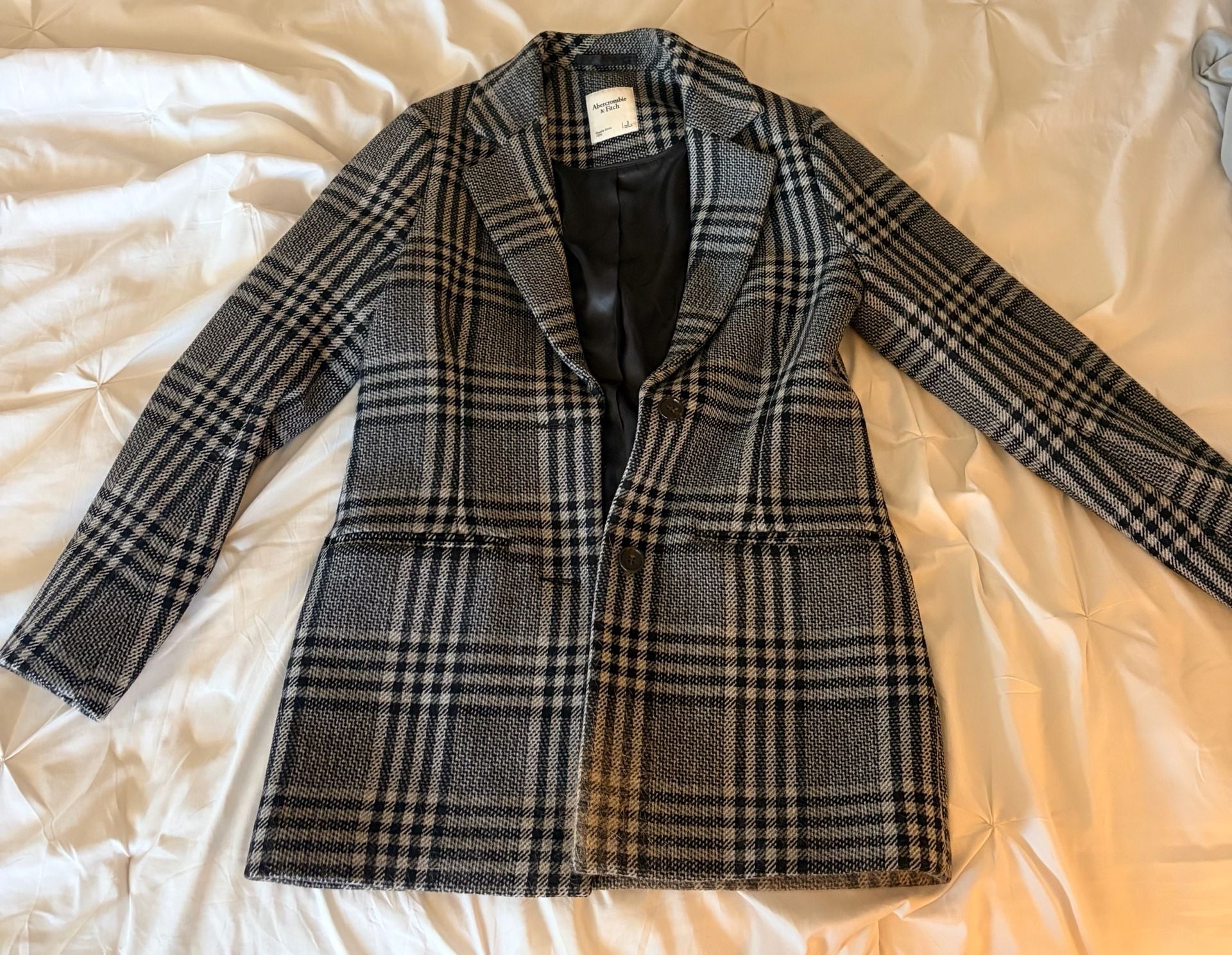Abercrombie & Fitch Plaid Wool-Blend Tailored Blazer Coat 2