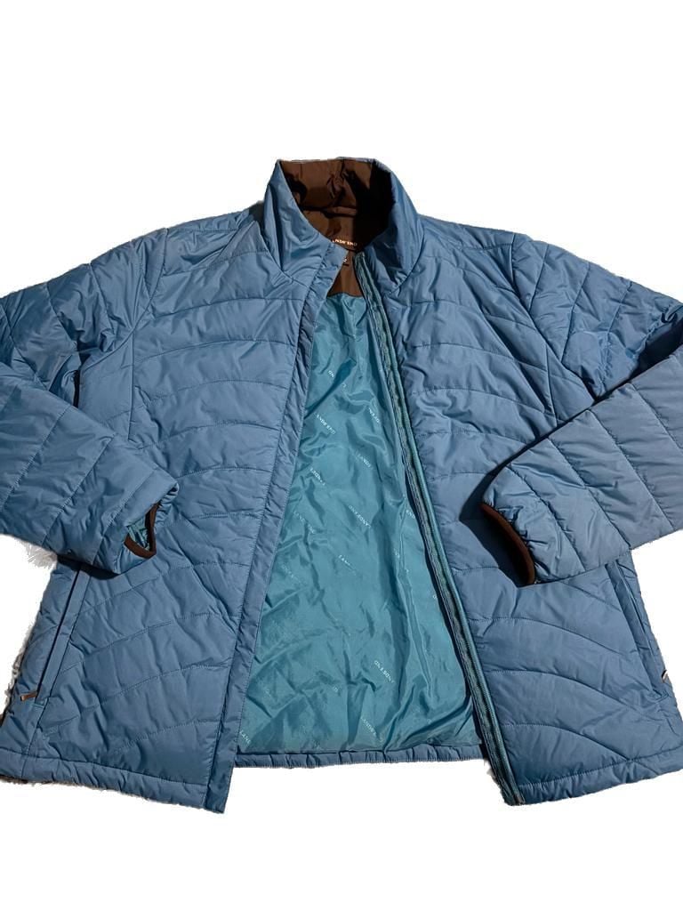 Lands’ End women’s blue quilted insulated puffer jacket in size Large 14–16 2