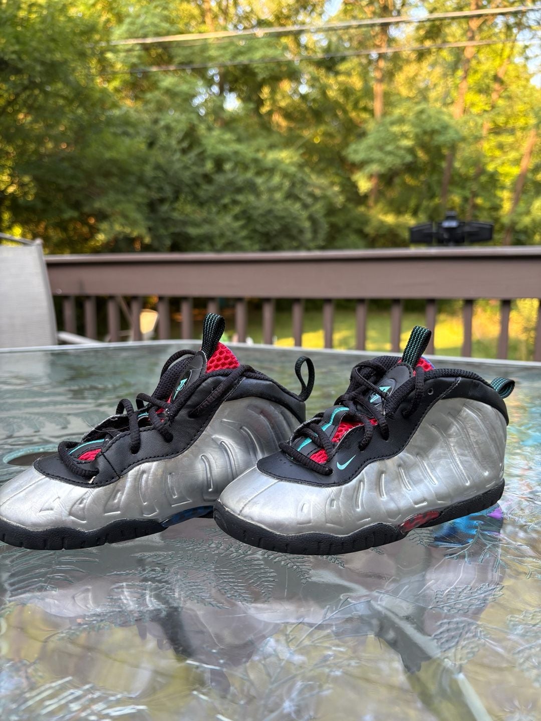 Nike Little Posite One "All-Star" Metallic Silver/Black Toddler Shoes Size 10C 3
