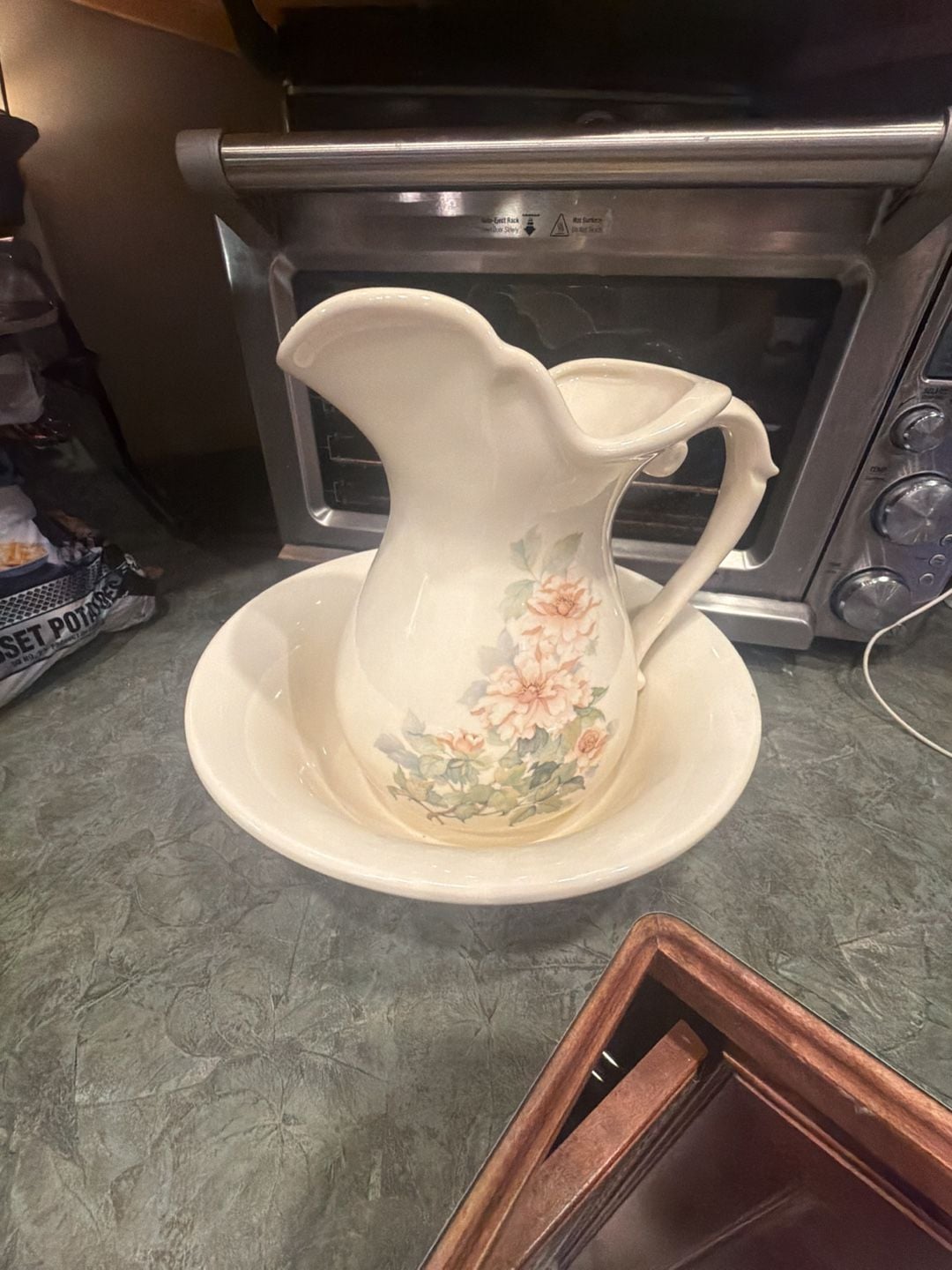 Vintage St Michael Anemone Porcelain Wash Pitcher and Basin Bowl Set 1
