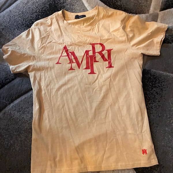 AMIRI Staggered Logo Cotton T-Shirt in Birch