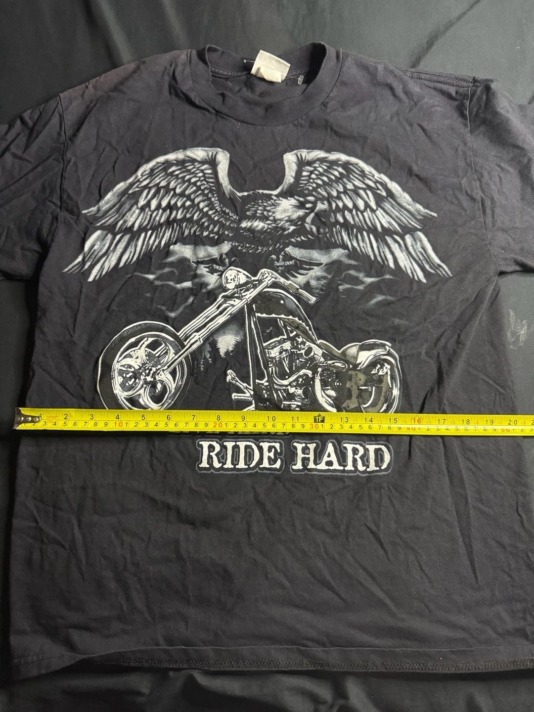 National Heritage Live Hard Ride Hard Eagle Motorcycle Graphic T-Shirt 3