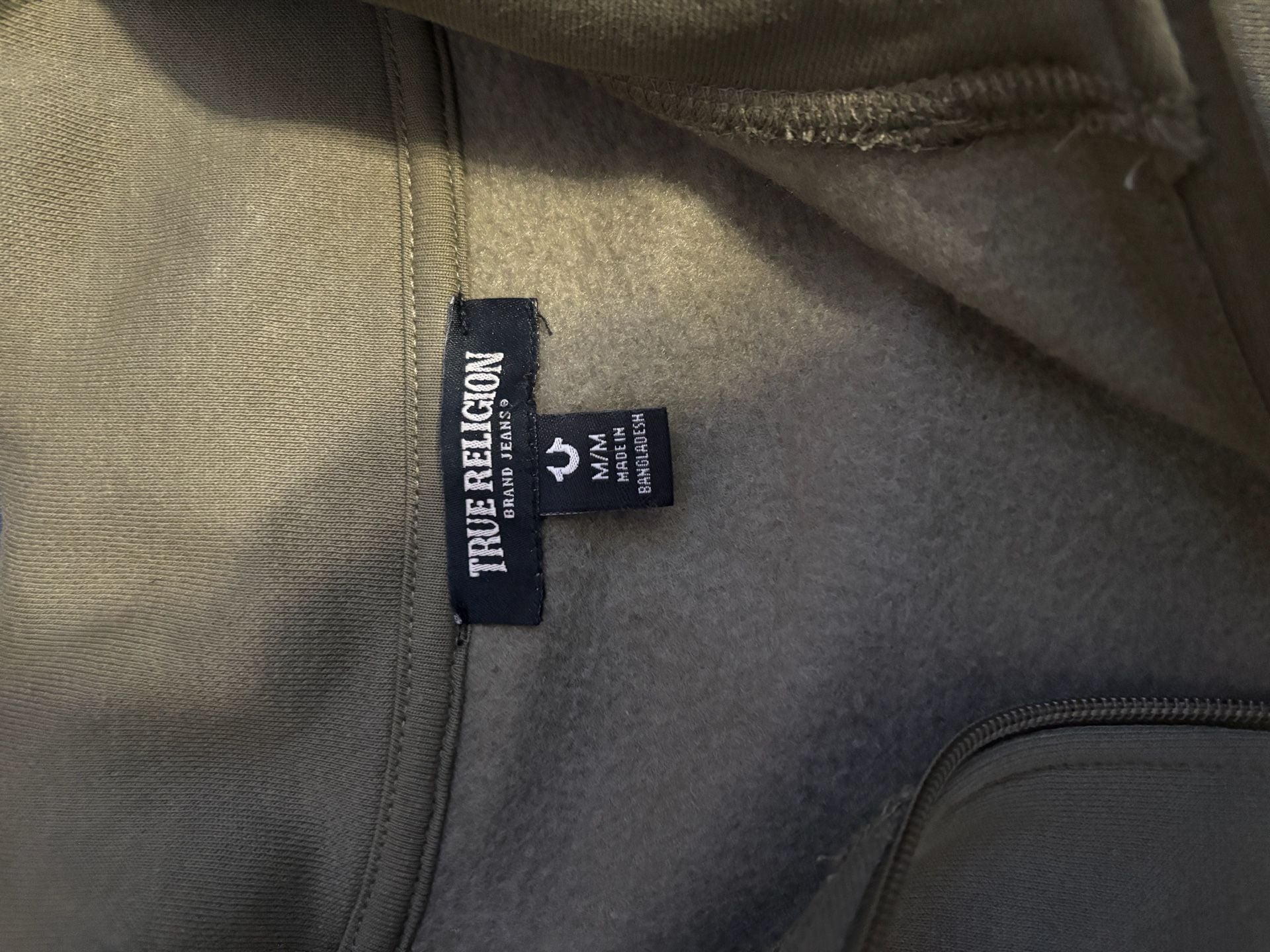 True Religion Brand Jeans Olive Green Quarter-Zip Pullover Sweatshirt 3
