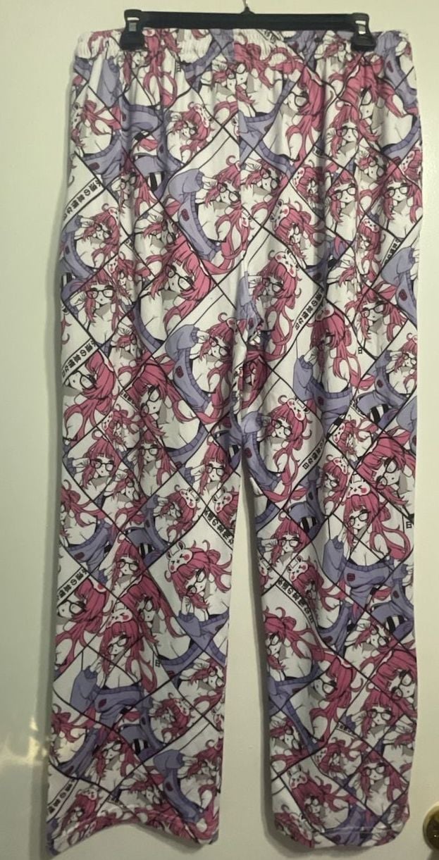 Gamer Supps Anime Waifu Pajama Set - Purple T-Shirt and Patterned Lounge Pants 7