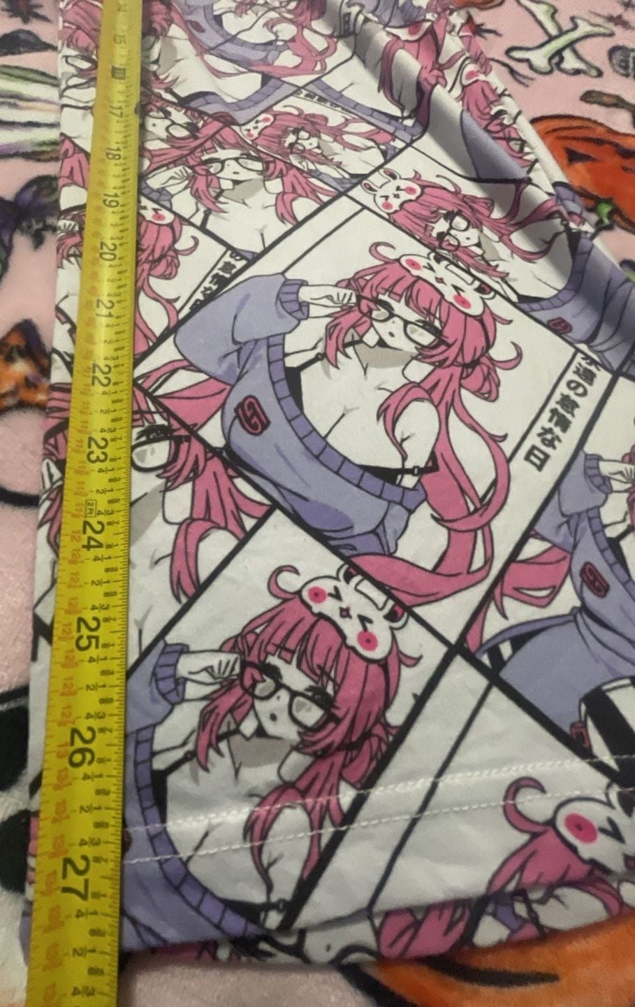 Gamer Supps Anime Waifu Pajama Set - Purple T-Shirt and Patterned Lounge Pants 10