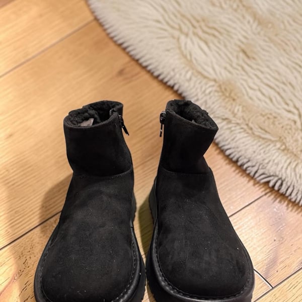 Cat & Jack Kids' Honor Faux Suede Platform Zipper Boots, Black, Size 13