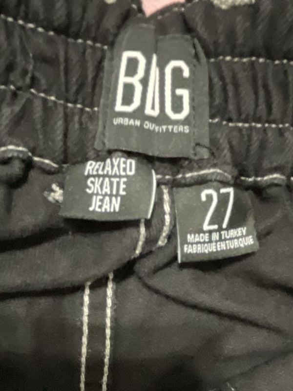 BDG Urban Outfitters Black Baggy Relaxed Skate Cargo Jeans Contrast Stitching 27 7