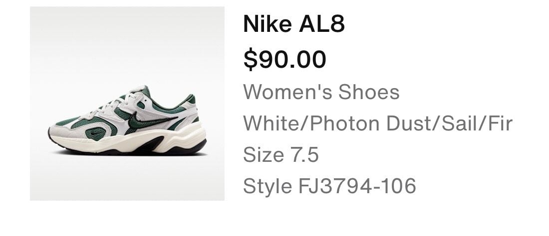Nike Women's AL8 Lifestyle Casual Sneakers White Fir Photo Dust Sail 5