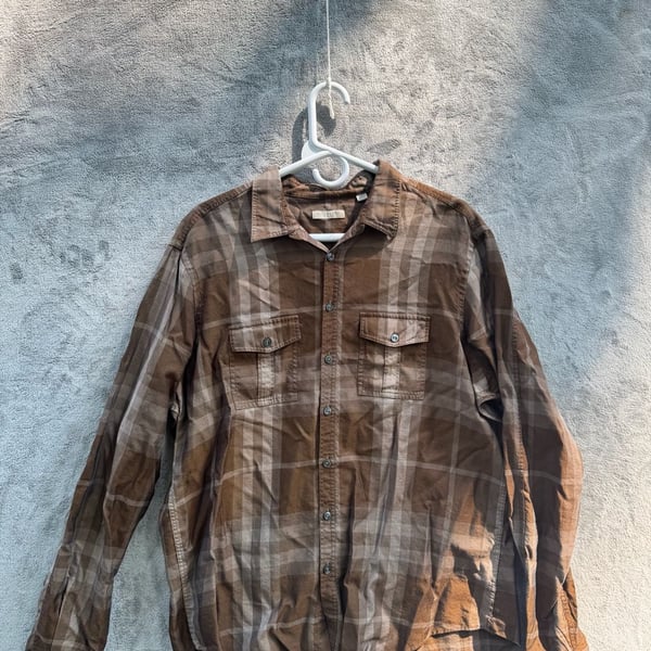 Burberry Brit Men's Brown Plaid Button-Up Long Sleeve Shirt XXL