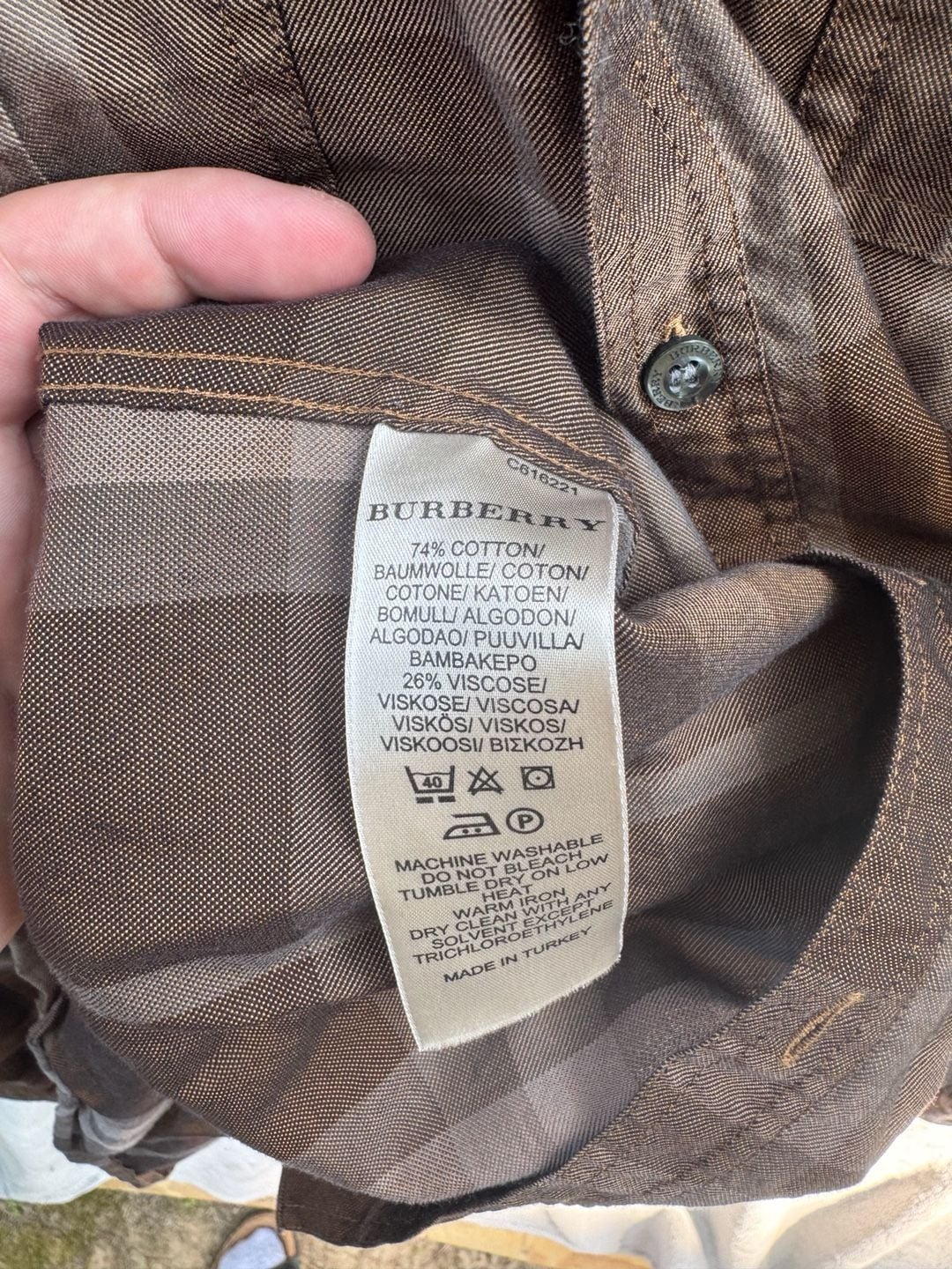 Burberry Brit Men's Brown Plaid Button-Up Long Sleeve Shirt XXL 4
