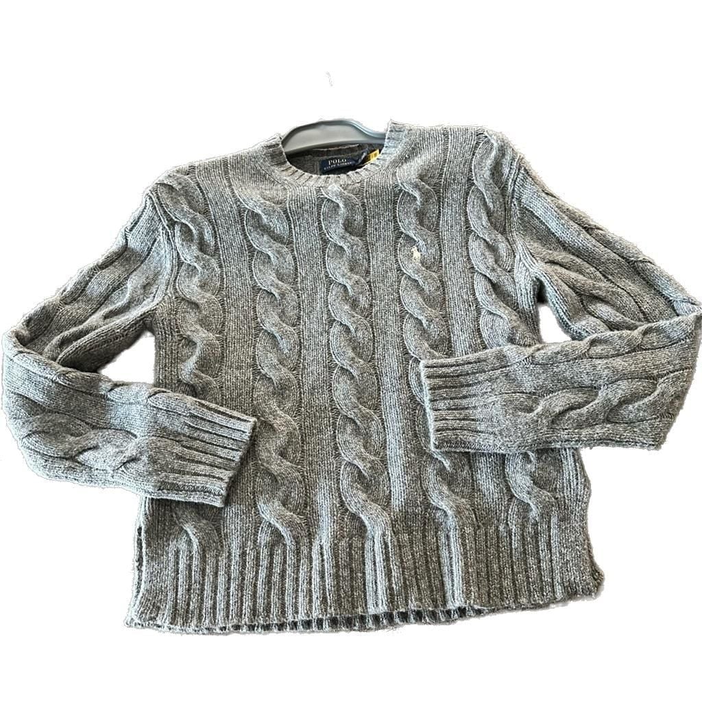 Woman Polo Ralph Lauren Cable-Knit Crewneck Sweater in Grey 2