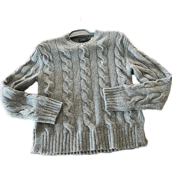 Woman Polo Ralph Lauren Cable-Knit Crewneck Sweater in Grey