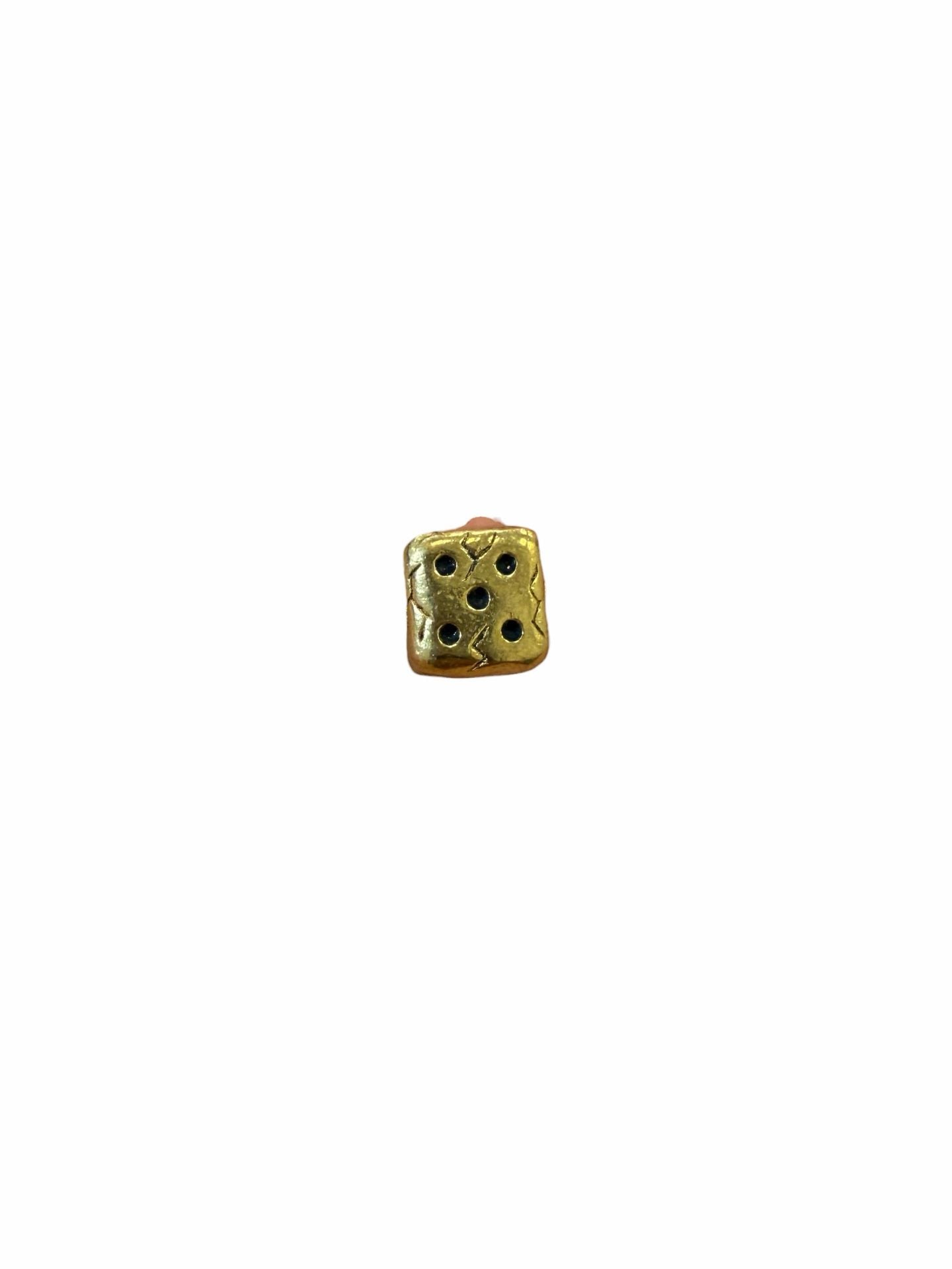 Vintage Style Brass Dice EDC Lanyard Bead Lucky Keychain Pendant Spacer DIY 8