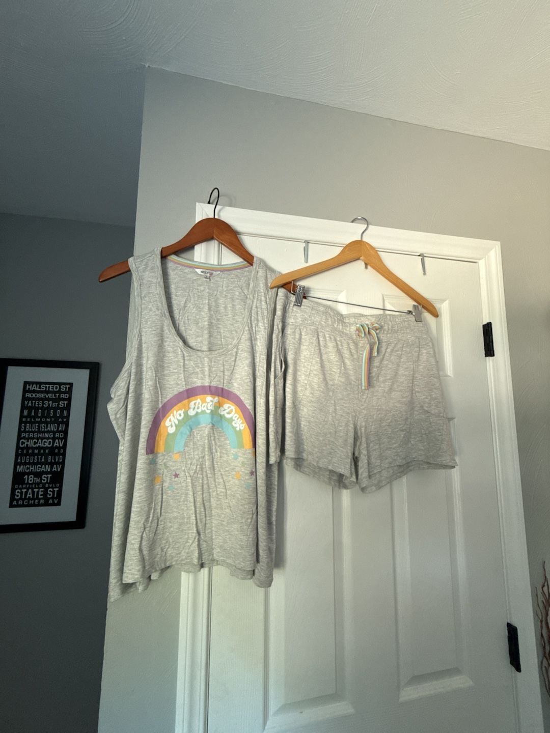 Wildfox "No Bad Days" Rainbow Graphic Tank Top and Shorts Pajama Set 1