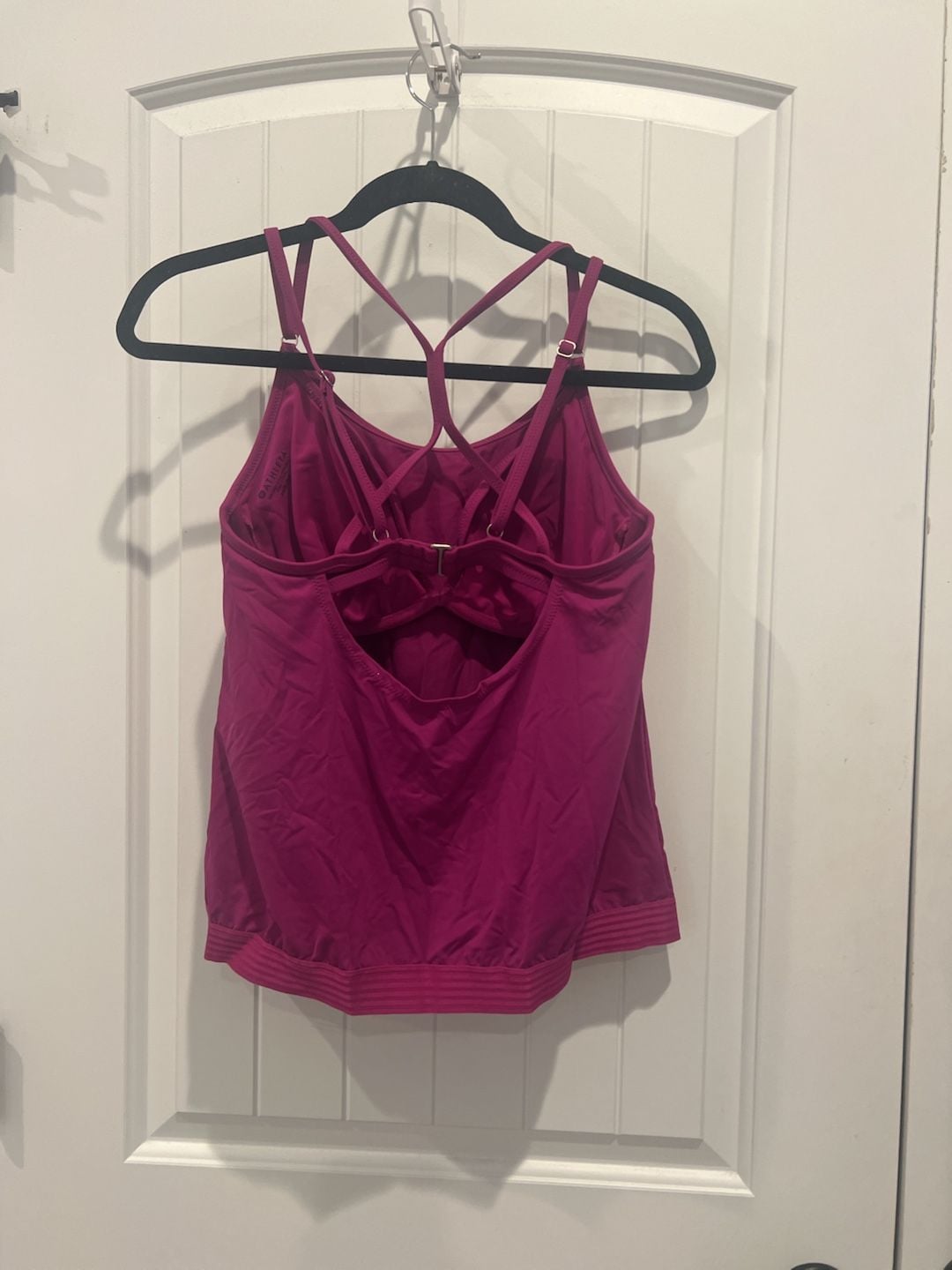 Athleta Cross-Back Tankini Swim Top, Magenta, Size 34D/DD 4