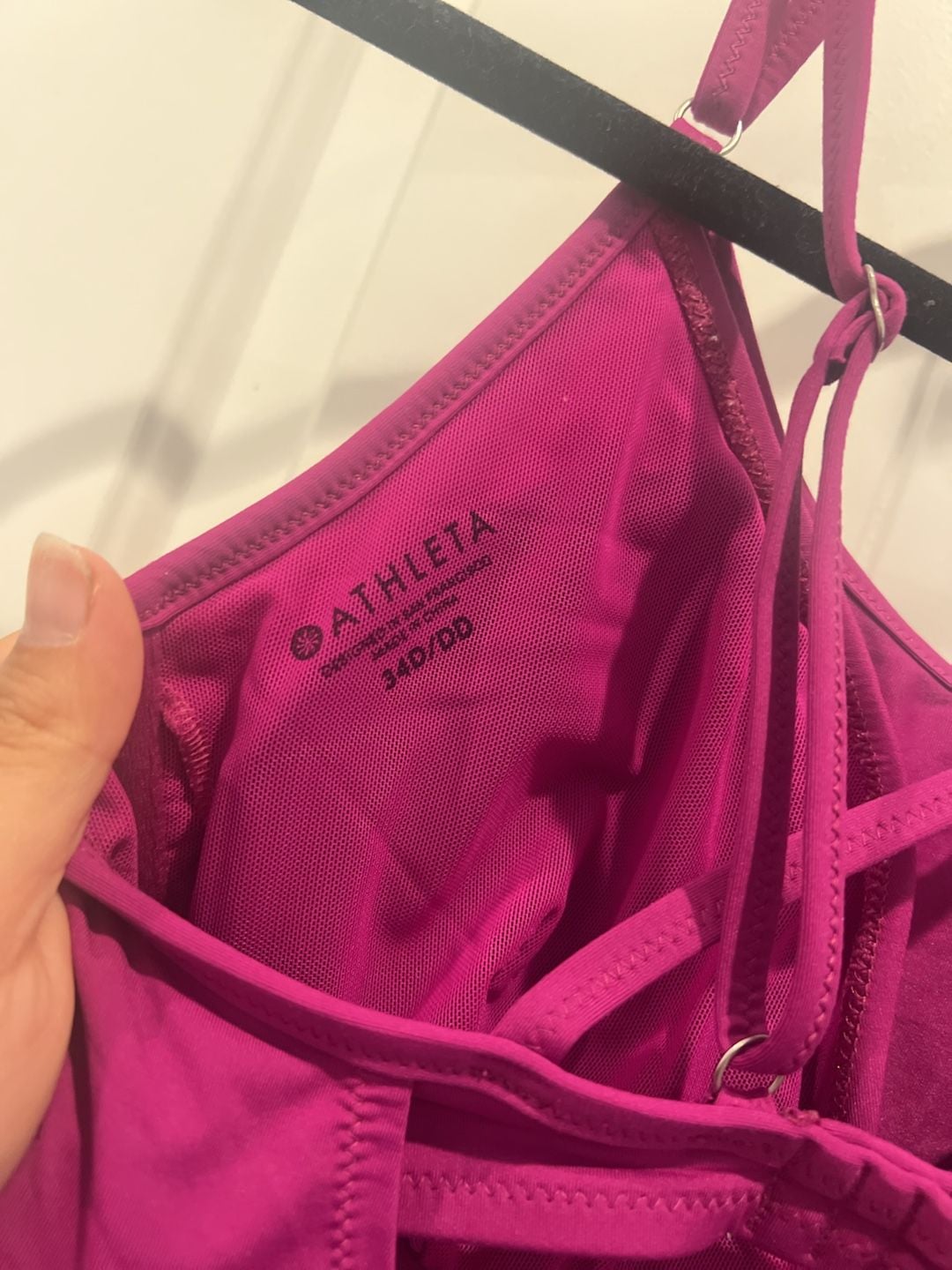 Athleta Cross-Back Tankini Swim Top, Magenta, Size 34D/DD 5