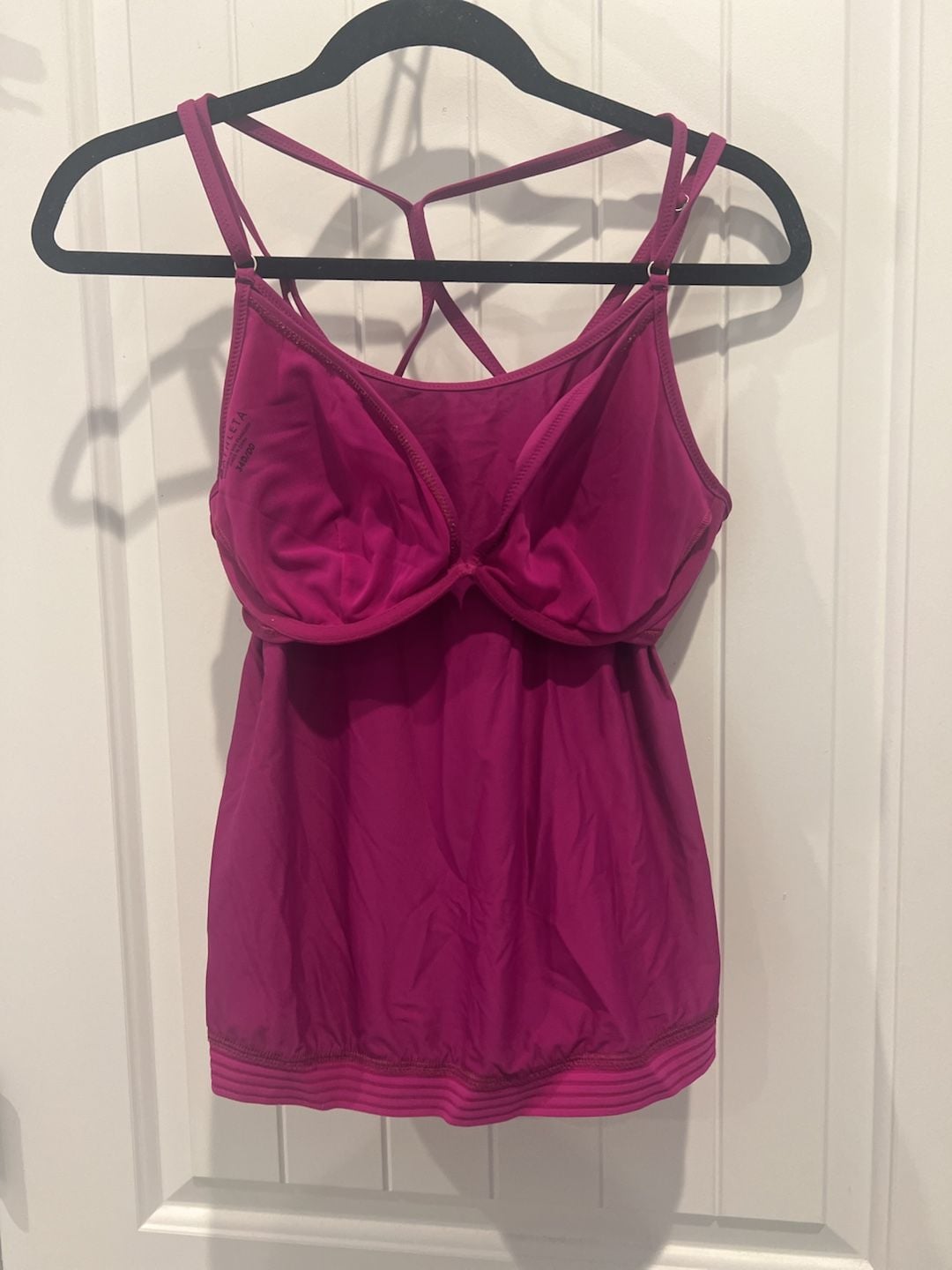 Athleta Cross-Back Tankini Swim Top, Magenta, Size 34D/DD 6