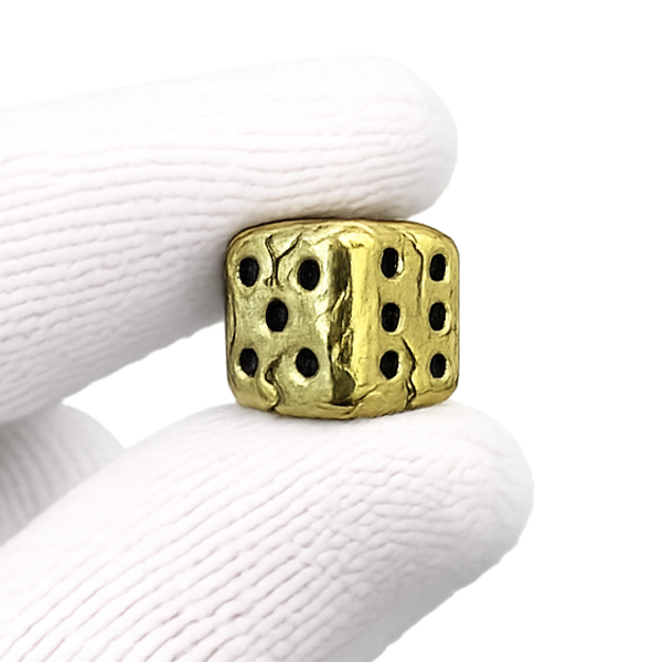 Vintage Style Brass Dice EDC Lanyard Bead Lucky Keychain Pendant Spacer DIY