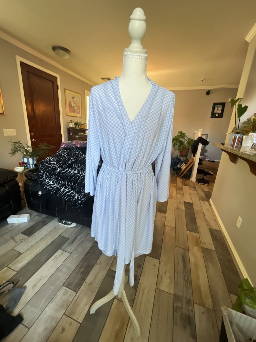 René Rofé Women's 2-Piece Gingham Sleepwear Set with Cami Slip and Robe 6
