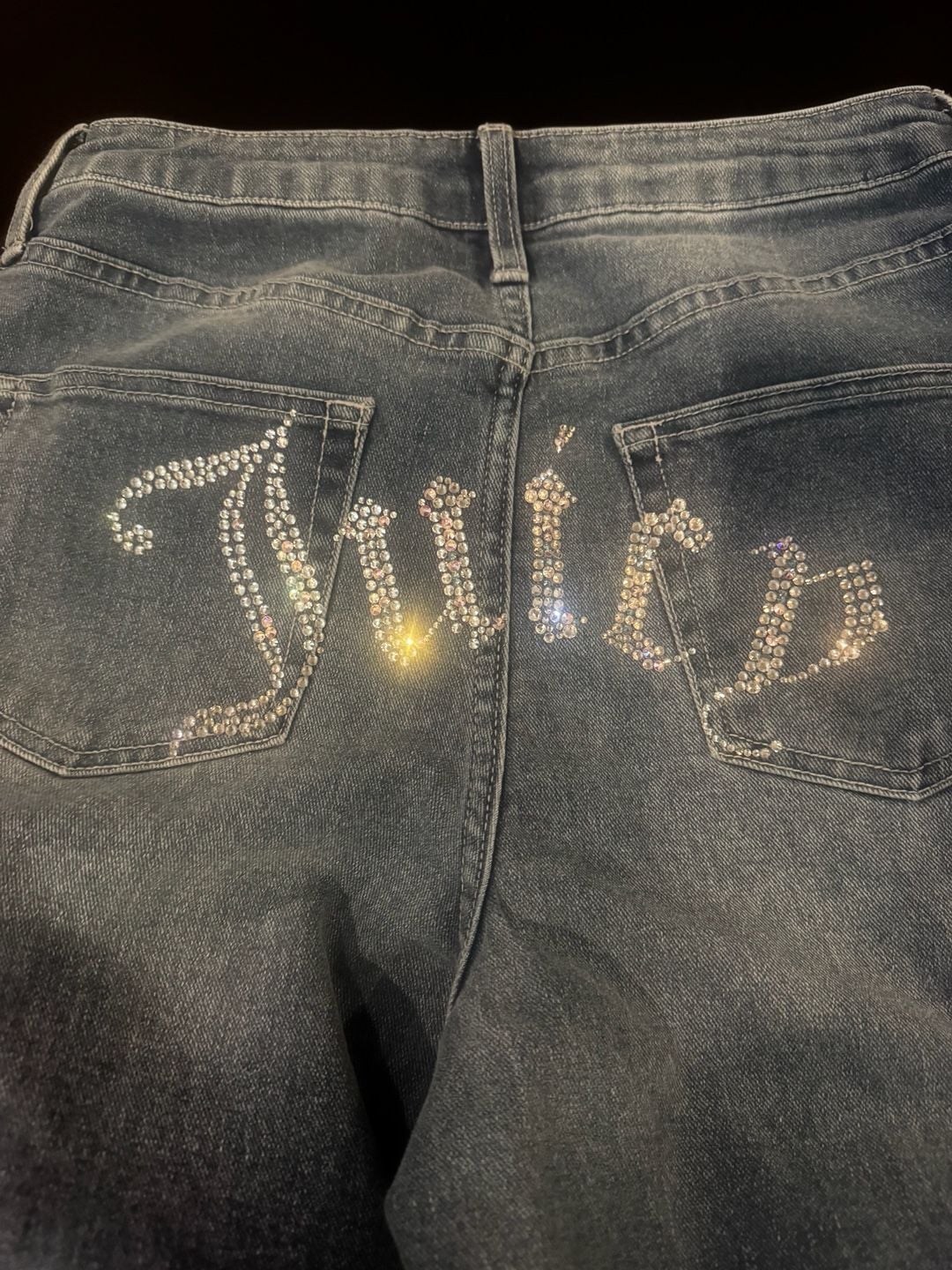 Juicy Couture Rhinestone Logo High Rise Denim Jeans 2