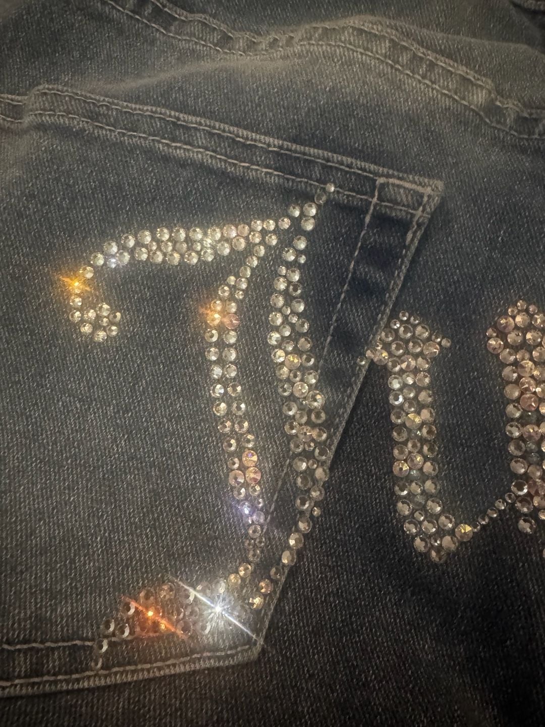 Juicy Couture Rhinestone Logo High Rise Denim Jeans 3