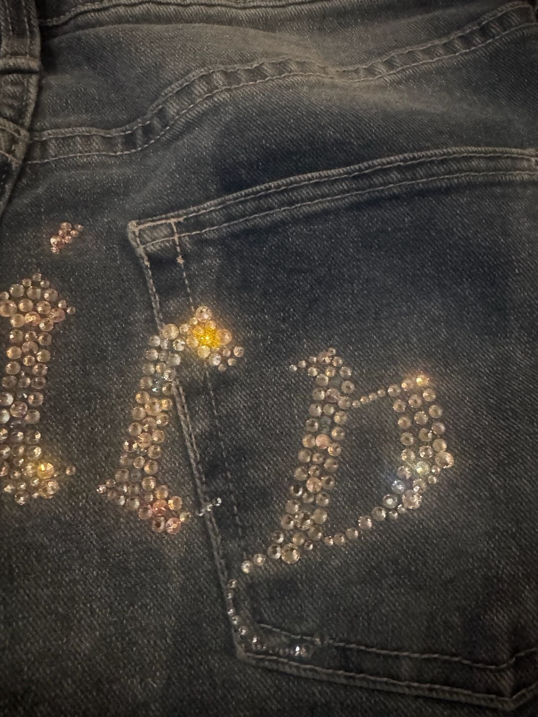 Juicy Couture Rhinestone Logo High Rise Denim Jeans 5