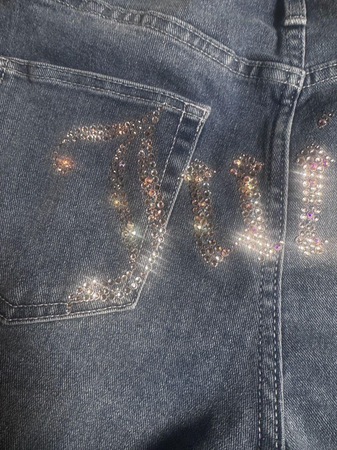 Juicy Couture Rhinestone Logo High Rise Denim Jeans 7