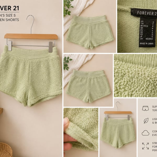 Forever 21 Women's Lime Green Terry Cloth Lounge Shorts Size S