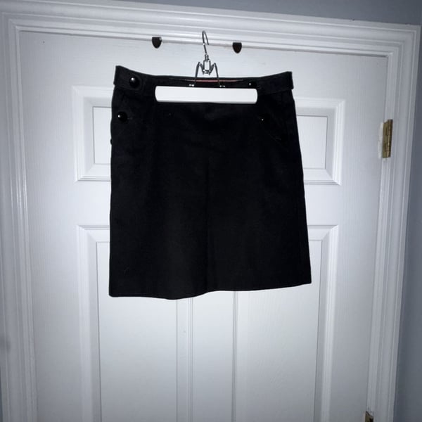 J.Crew Women's Black Wool & Cashmere Blend Mini Skirt with Button Details