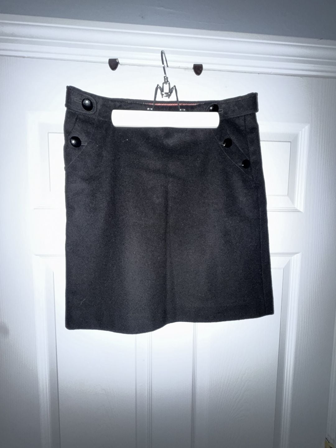 J.Crew Women's Black Wool & Cashmere Blend Mini Skirt with Button Details 3