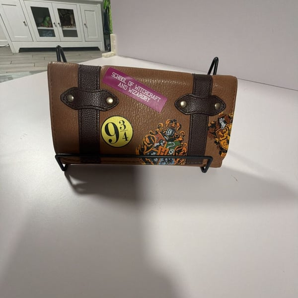 Harry Potter Hogwarts School Trunk Inspired Snap Closure Trifold Wallet
