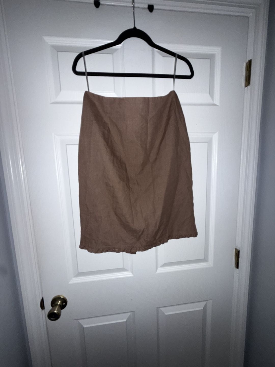 Kay Unger New York Brown Linen Pencil Skirt with Back Vent Size 10 1