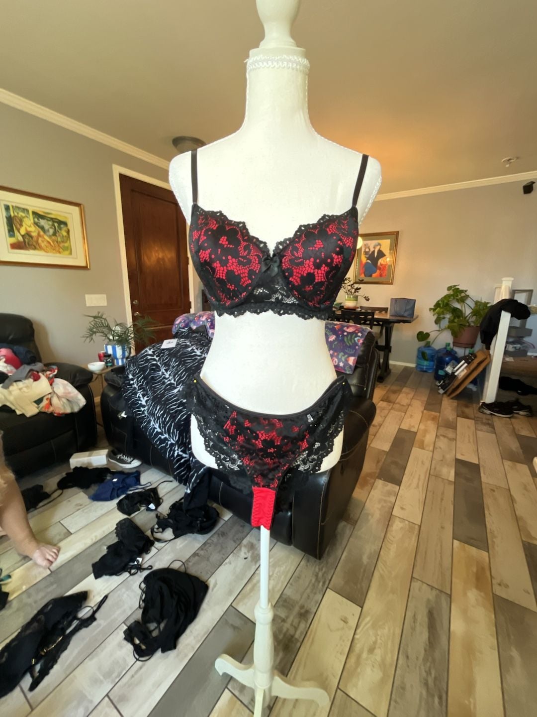 Black and Red Lace Bra - , 1