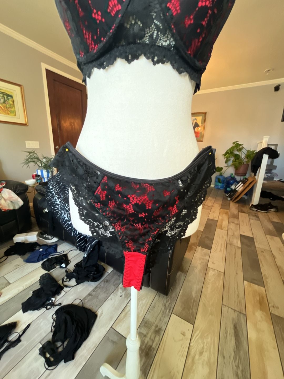 Black and Red Lace Bra - , 3