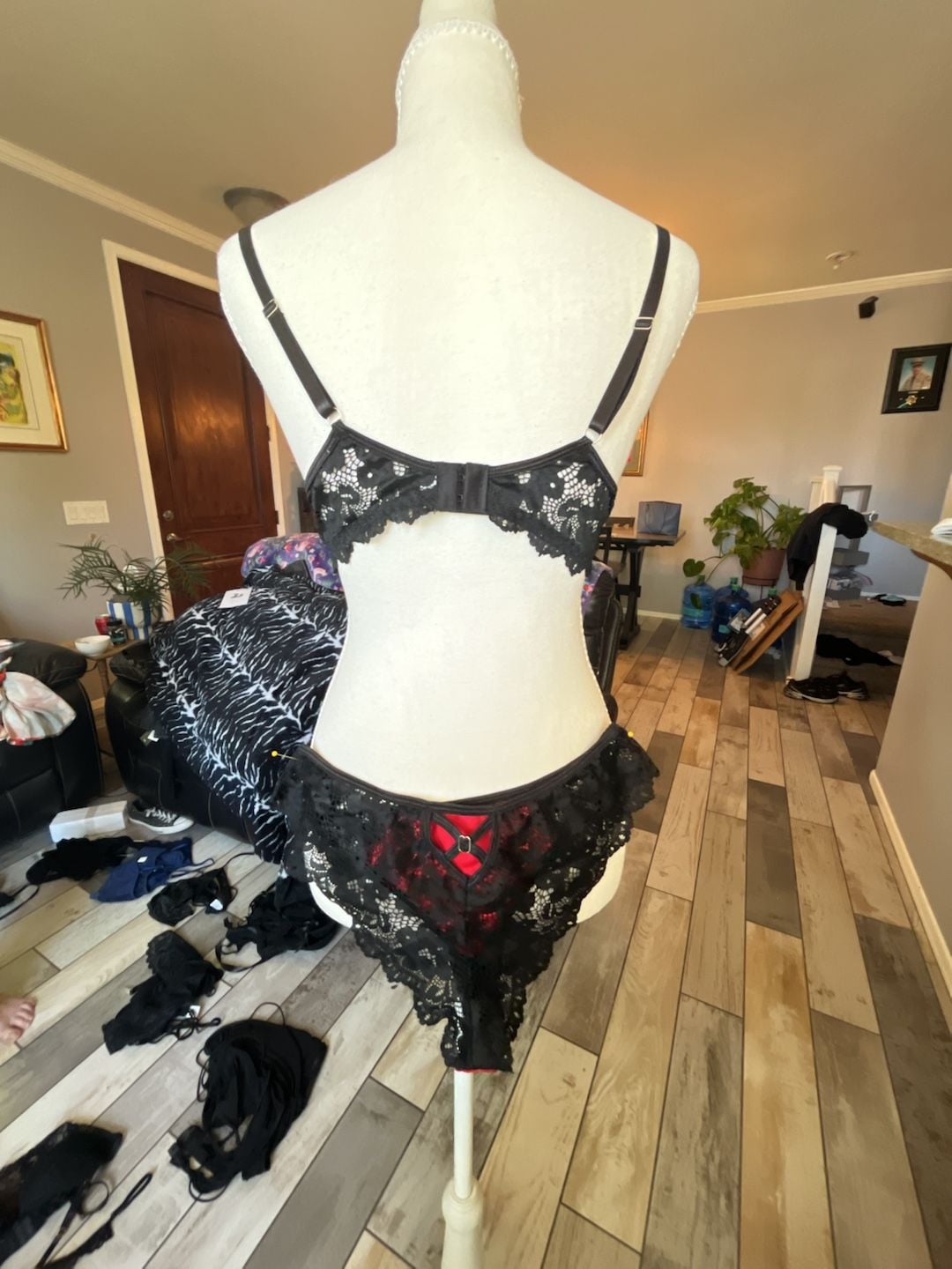 Black and Red Lace Bra - , 4