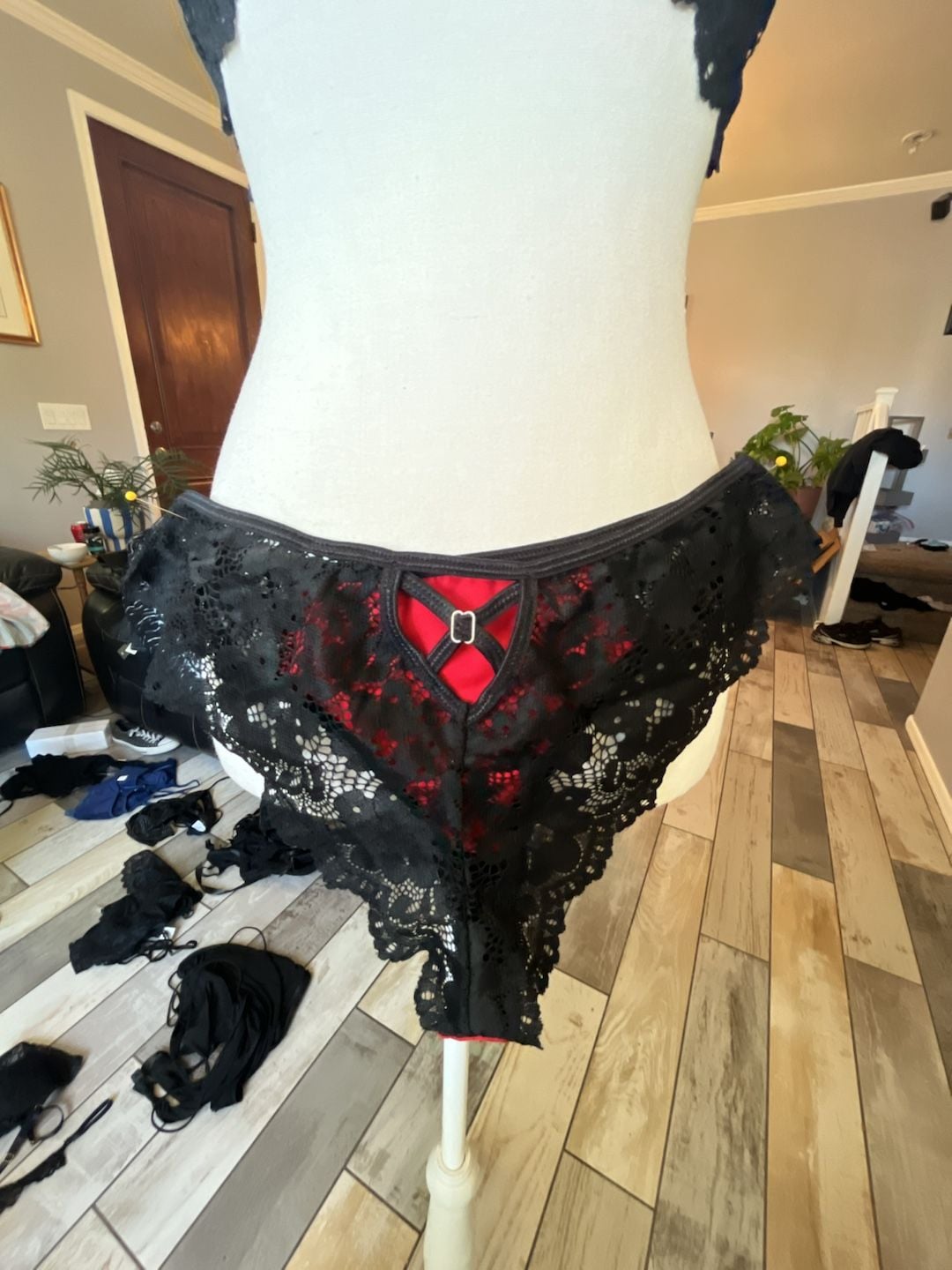 Black and Red Lace Bra - , 5