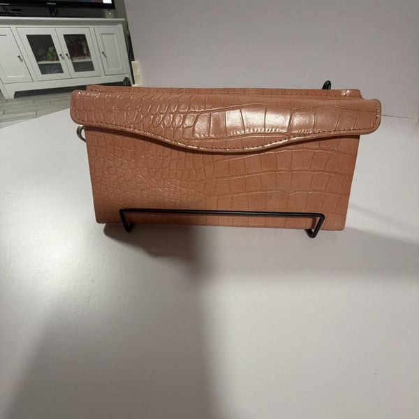 A New Day Coral Croc-Embossed Faux Leather Wristlet/Wallet